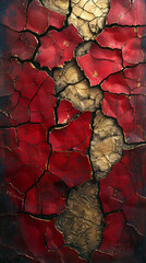 Wall Mural - Abstract Red and Gold Cracked Background