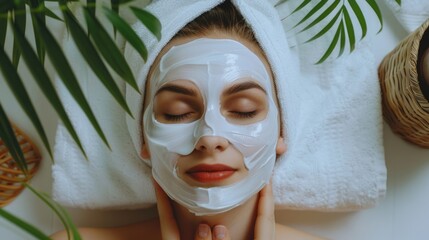 A person applying facial treatment at home