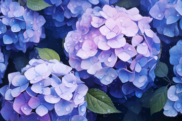 Wall Mural - Hydrangea rainy season flower background, summer greeting