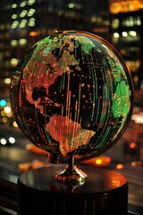 Wall Mural - illuminated globe with digital financial data