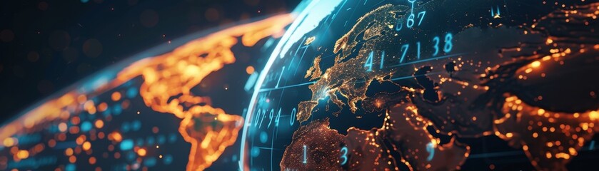 Wall Mural - illuminated globe with digital financial data