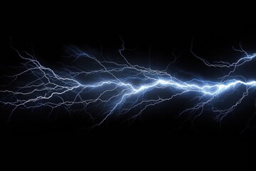 Sticker - A close-up of a lightning bolt striking a black background, creating a dramatic and intense atmosphere