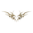 3d chrome metal effect neo tribal y2k gothic style tattoo. Cyber sigilism heart design.