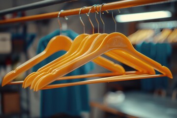 Wall Mural - Picture shows a rack of clothes hangers in a typical clothing store setting