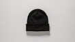 © Pseudo Designs - A plain black beanie hat, beanie hat mockup, beanie hat template, winter hat, hat, beanie,