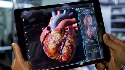 Wall Mural - Interactive anatomy human heart application on a tablet