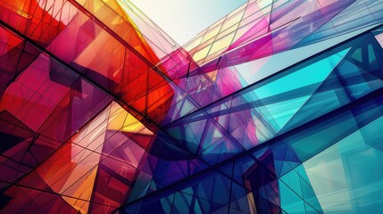 Abstract architecture in vibrant digital hues