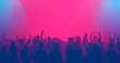 © FEEZAN ALI - background of night club crowd silhouette dancing in the style of pink and blue gradient background vector presentation design