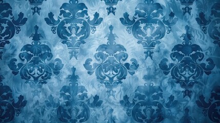 Poster - blue vintage floral wallpaper ornament abstract background copy space, classic