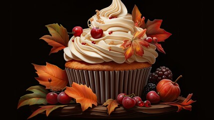 Poster - A cupcake with autumnthemed frosting 