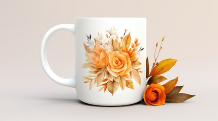 Poster - Mug with autumn flowers