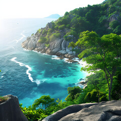 Wall Mural - beautiful landscape of the similan islands, thailand isolated on white background, photo, png