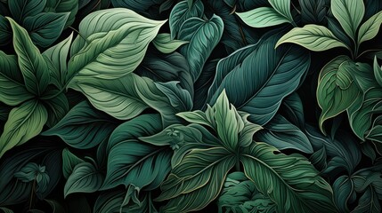 Canvas Print - Intriguing leaf patterns in harmonious arrangement