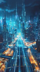 Wall Mural - Abstract Digital Background Science Technology Networks Big Data Link 3D . AI generated illustration