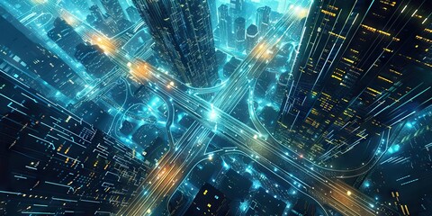 Wall Mural - Abstract Digital Background Science Technology Networks Big Data Link 3D . AI generated illustration