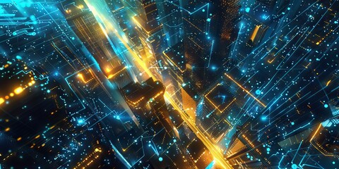 Wall Mural - Abstract Digital Background Science Technology Networks Big Data Link 3D . AI generated illustration