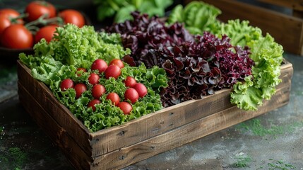 Canvas Print - Wooden Crate Filled with Fresh Greens