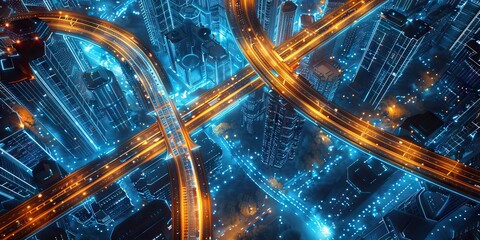 Wall Mural - Abstract Digital Background Science Technology Networks Big Data Link 3D . AI generated illustration