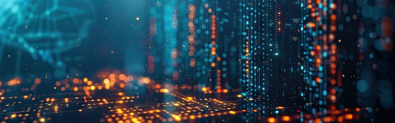 Wall Mural - Abstract Digital Background Science Technology Networks Big Data Link 3D . AI generated illustration