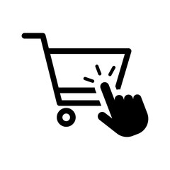 Wall Mural - Shopping cart with click hand cursor icon