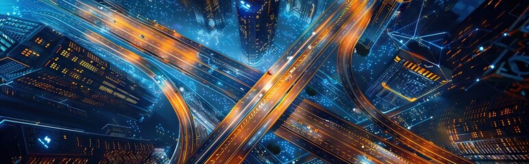 Wall Mural - Abstract Digital Background Science Technology Networks Big Data Link 3D . AI generated illustration