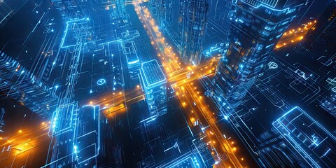 Wall Mural - Abstract Digital Background Science Technology Networks Big Data Link 3D . AI generated illustration
