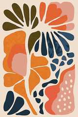 Vibrant abstract illustrations featuring bold, colorful botanical elements and strawberries. Perfect for modern designs, backgrounds, and decor. These playful, organic shapes bring a touch of nature t