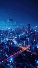 Wall Mural - Abstract Digital Background Science Technology Networks Big Data Link 3D . AI generated illustration