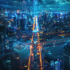 Wall Mural - Abstract Digital Background Science Technology Networks Big Data Link 3D . AI generated illustration