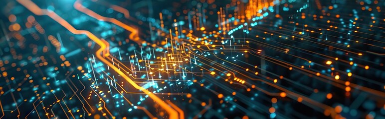 Wall Mural - Abstract Digital Background Science Technology Networks Big Data Link 3D . AI generated illustration