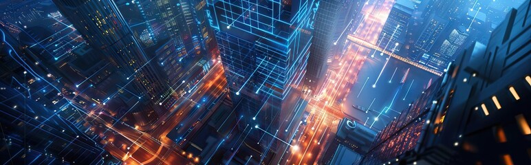 Wall Mural - Abstract Digital Background Science Technology Networks Big Data Link 3D . AI generated illustration