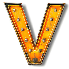 Wall Mural - A neon sign with a V on it. The V is lit up and has a yellow glow