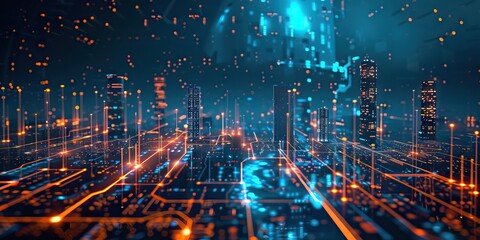 Wall Mural - Abstract Digital Background Science Technology Networks Big Data Link 3D . AI generated illustration