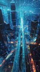 Wall Mural - Abstract Digital Background Science Technology Networks Big Data Link 3D . AI generated illustration