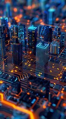 Wall Mural - Abstract Digital Background Science Technology Networks Big Data Link 3D . AI generated illustration