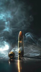Close-Up of Bullets Amidst Smoke