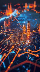 Wall Mural - Abstract Digital Background Science Technology Networks Big Data Link 3D . AI generated illustration