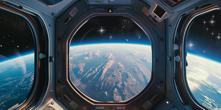 view of earth from inside of a spacecraft