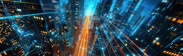Wall Mural - Abstract Digital Background Science Technology Networks Big Data Link 3D . AI generated illustration