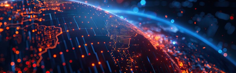 Wall Mural - Abstract Digital Background Science Technology Networks Big Data Link 3D . AI generated illustration