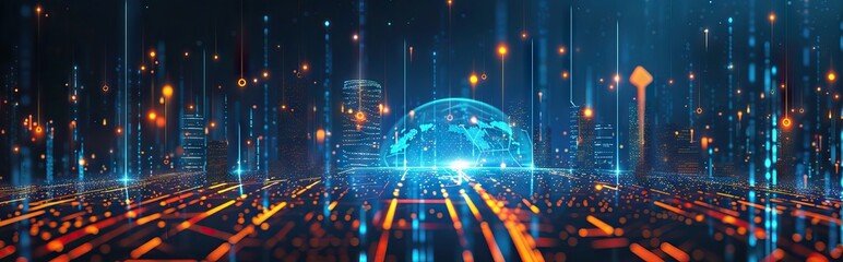 Wall Mural - Abstract Digital Background Science Technology Networks Big Data Link 3D . AI generated illustration