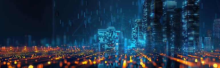 Wall Mural - Abstract Digital Background Science Technology Networks Big Data Link 3D . AI generated illustration