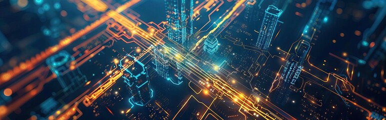 Wall Mural - Abstract Digital Background Science Technology Networks Big Data Link 3D . AI generated illustration