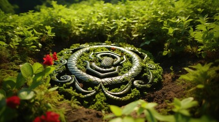 Wall Mural - A natural pattern of garden snakes slithering through grass - 