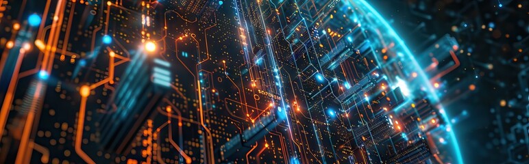 Wall Mural - Abstract Digital Background Science Technology Networks Big Data Link 3D . AI generated illustration