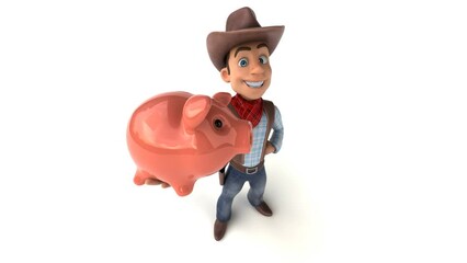 Wall Mural - Fun 3D cartoon fun cowboy with alpha channel