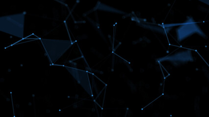 Canvas Print - abstract digital connection of blue lines and dots on black. big data visualization and network conn