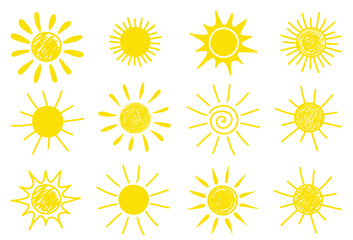 Wall Mural - hand drawn sun icon set. vector illustration.