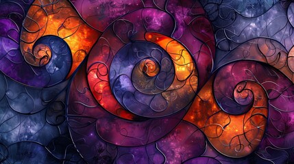 Wall Mural - A colorful abstract painting with swirls and curves