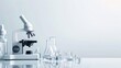 © Thanakrit - Sleek medical research lab background with modern equipment and clear space for text, perfect for scientific studies and laboratory work